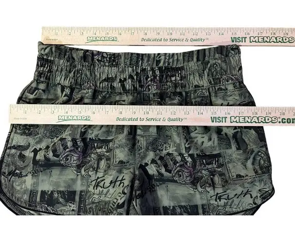 Truth Soul Armor Shorts Juniors 7 Green Black Roses Drawstring Pocket Y2K Size undefined