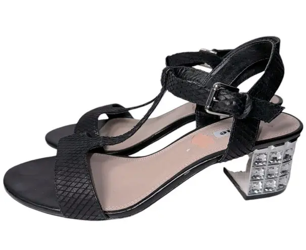 Dune London Womens Size 41 9.5 Black Snakeskin Maddie Crystal Block Heel Sandals - Image 6
