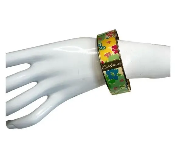 Lilly Pulitzer  FLORAL PHOTODOME BANGLE BRACELET MULTI-COLOR FLOWER GOLD METALLIC