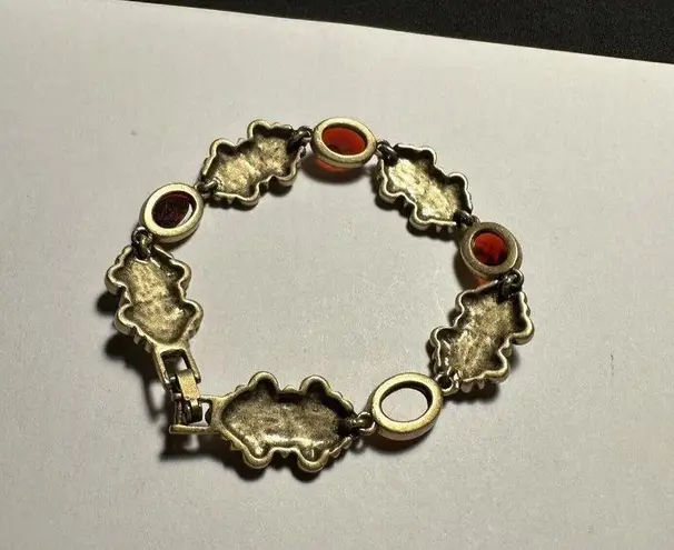 Women’s Gold Tone & Red Rhinestones Tennis Bracelet 7.5 (7 1/2) Inch