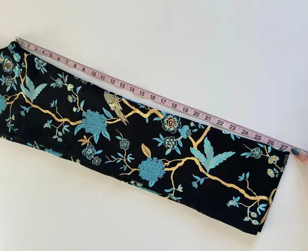 Soft Surroundings Chinoiserie Black Foil Bird & Floral Print Straight Pants XS
