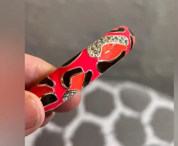 Red and Pink Enamel Bracelet with Metallic Accents