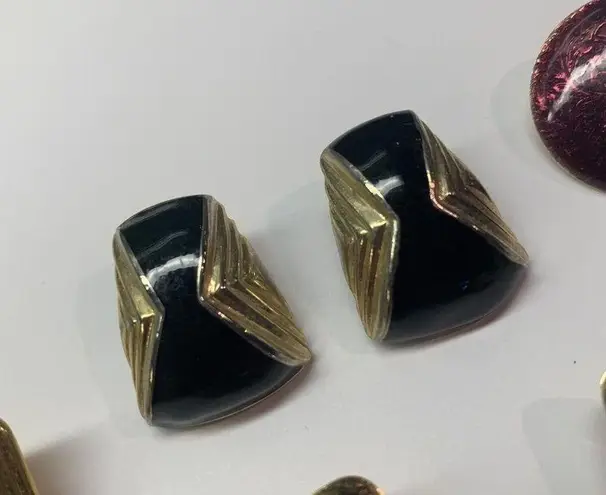 Pierre Cardin Lot Of 4 Costume Earrings Vintage - Modern Pierced Enamel 1 Signed