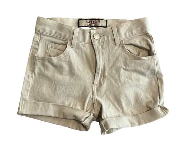 Paris Blues Shorts Womens Juniors Size 1 Beige Denim Rolled Cuff Stretch Vintage