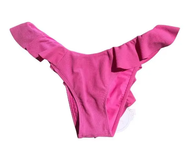 Gianni Bini x Jess Southern NWT Ribbed Ruffle Hipster Pink Bikini Bottom Large