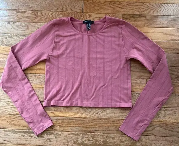 pink mauve workout cropped long sleeve top Size M