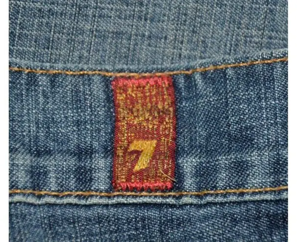 Ladies Seven for All Mankind Wide Leg Crop Vintage Dojo Jeans Size 32 Light Wash Blue