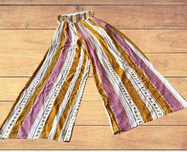 Peach Love California Jumpsuit Large Romper Strapless Smock Wide Legs H…