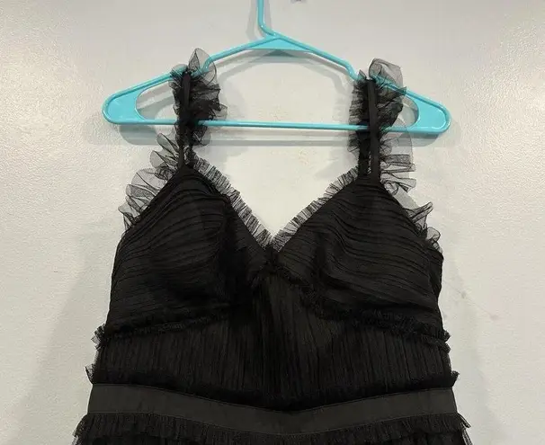 Betsy and Adam  Black Tiered Ruffle Mesh Dress 6 NWOT