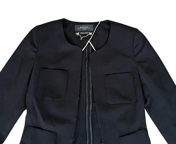 Weekend Max Mara Women’s Black Cropped Y2K 3/4 Length Sleeve Pocket Black Blazer Size XS