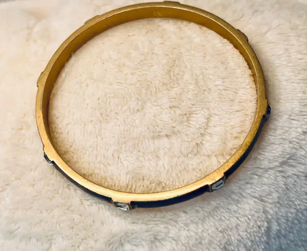 Lia Sophia Enamel Blue Purple Gold Tone set of 2 Bangle Bracelets Jewelry