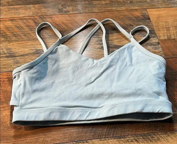 Glyder Blue Striped Strappy Sports Bra Size Medium