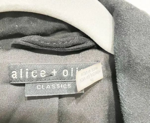 Alice + Olivia Miles Genuine Goat Suede Leather Quilted Zip Moto Jacket Black S