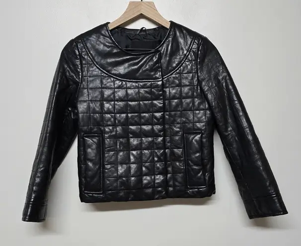 Club Monaco Womens Faye Quilted Leather Moto Jacket Sz XS