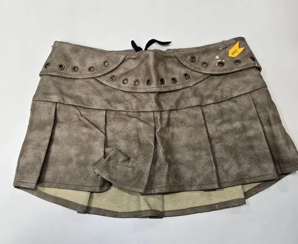 Zemeta Attic Box Tie Micro Skirt in Taupe Tan Size XS