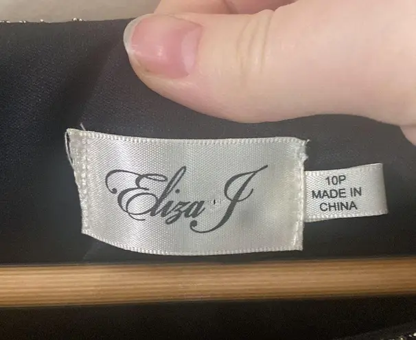 Eliza J golden floral scalloped lace mesh overlay shift cocktail dress size 10p