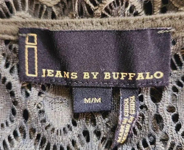 i Jeans by Buffalo Green Crochet Top with Fringe Size Medium Crochet Fringe Top