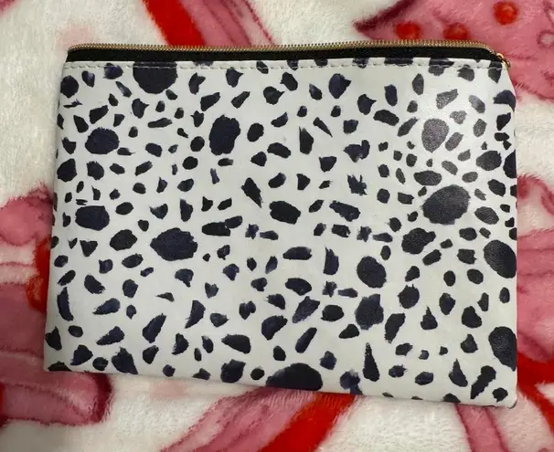 Dalmatian Print Cosmetic Bag Pouch Zippered Makeup Organizer Travel White