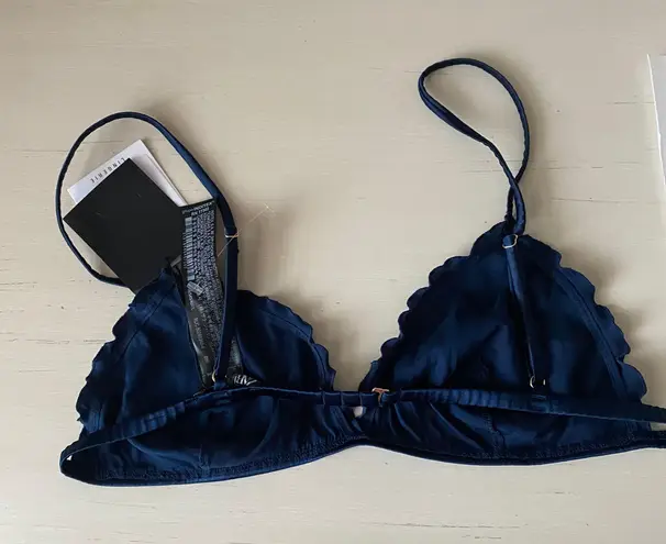 ZARA NWT Navy Blue  silky satin ruched bralette