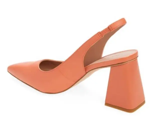 Nordstrom  Polina Coral Leather Pointed Toe Slingback  Block Heels, NEW Size 5.5