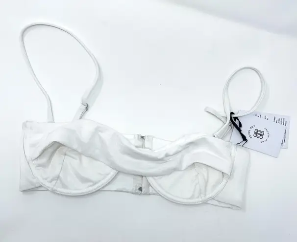 Revel Rey Ezra Bikini Top in Iridescent White Lurex