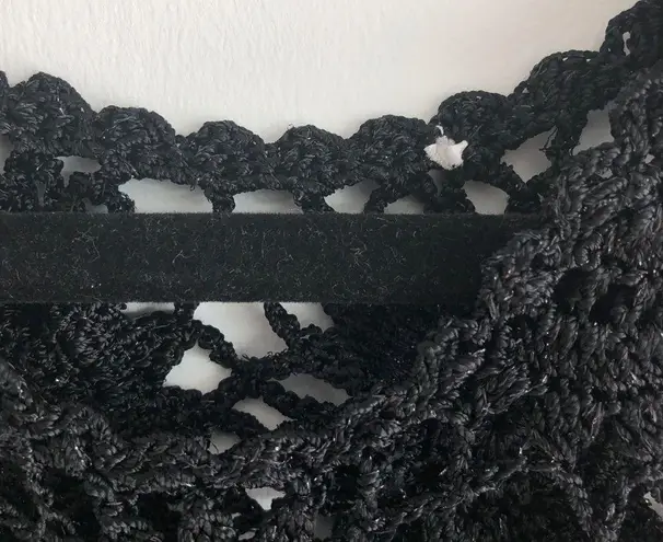 Crochet Tank Top Floral Black Sparkle S/M