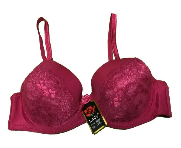 Lacy Bra 34B Pink Lace Underwire NWT 34 B 82614 Nylon Sexy Valentine Underwire Size undefined