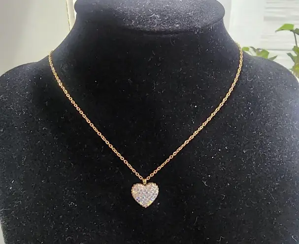 Dainty Gold Stainless Steel Chain And AB Heart Charm Pendant
