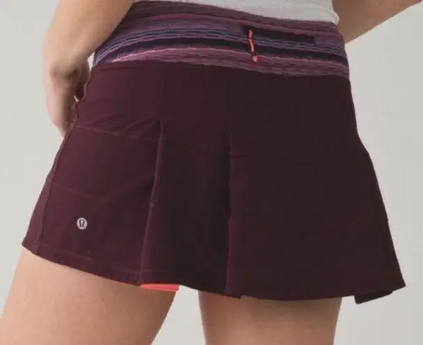 Lululemon  pace rival skirt 4 long bordeaux drama space dye twist build in shorts