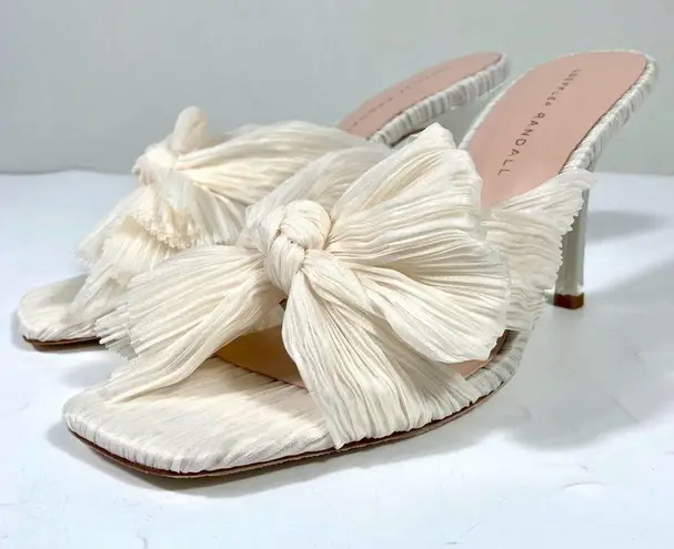 Loeffler Randall Claudia Top Knot Bow Heel Mule Sandals Pearl 9.5 NEW