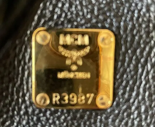 MCM Germany Black Shoulder Bag w Gold Accents