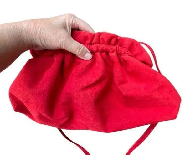 Vintage red crossbody Riva Ultra suede . Faux croc interior .