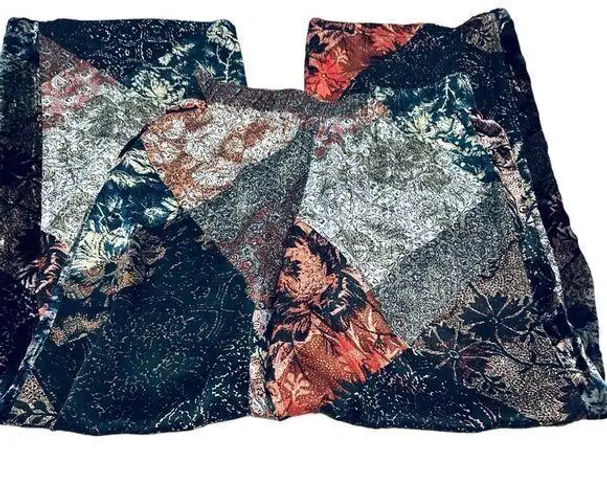 Johnny Was Mabel Silk Velvet Palazzo Pants Wide Leg Elastic Waist Printed XS