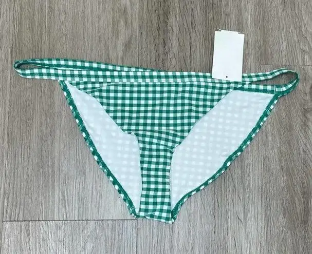 Topshop  Women's Green/White Gingham Moderate Coverage Bikini Swim Bottoms sz 8