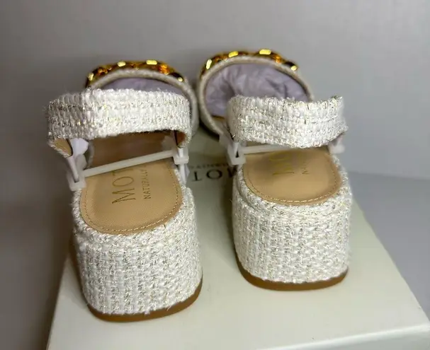 MOTF Tweed Chain Slingback Sandals white casual classic stylish fashion work Size undefined