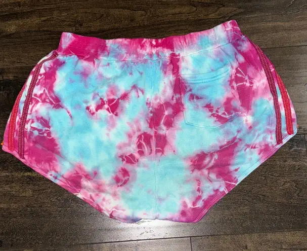 Aviator Nation  Blue Purple Tie Dye Four Stripe Sweat Shorts