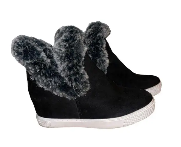 Jessica Carlyle suede fur trim sneaker booties