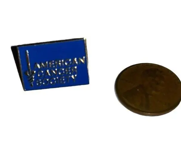 American Cancer Society Lapel Hat Jacket Pin Blue Gold A76