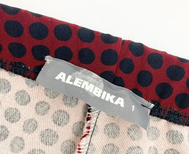 Alembika Dynamite Days Dynamo Flare Leg Cropped Pants Brick Red Black Polka Dot Size 8