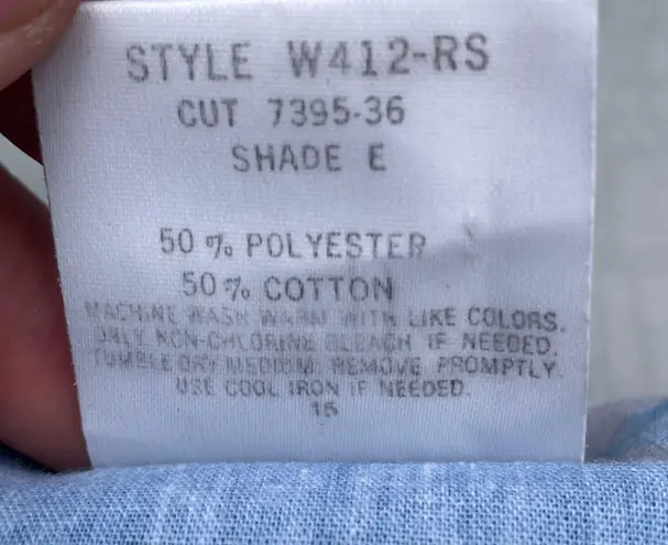 Vintage 80s Floral Blue Button Up Blouse Size 24W