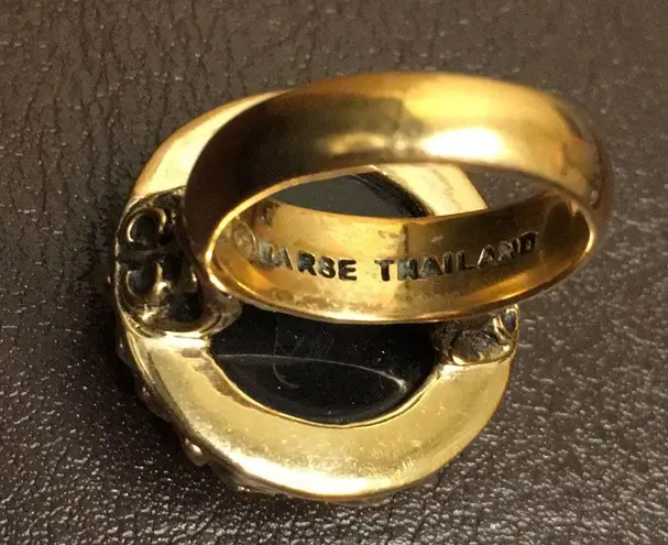 Onyx BARSE Bronze & Black Double Necklace Scroll Cage Pendant Earrings & Ring