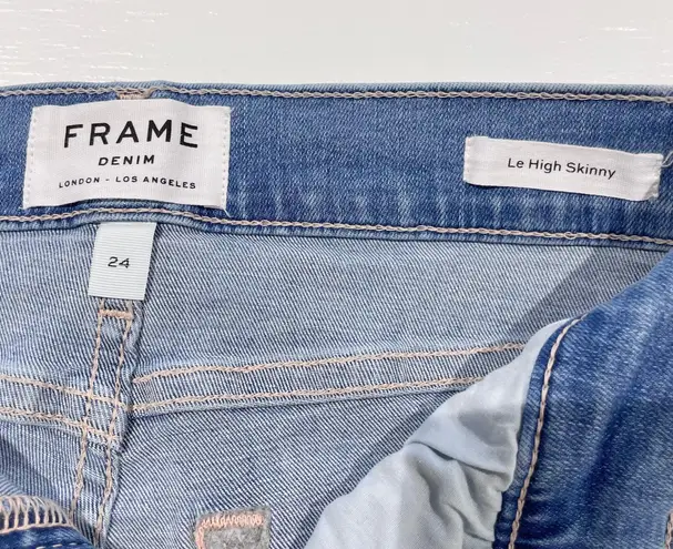 Frame New Le High Skinny Jeans High Rise Raw Edge Stretch Denim Europa
