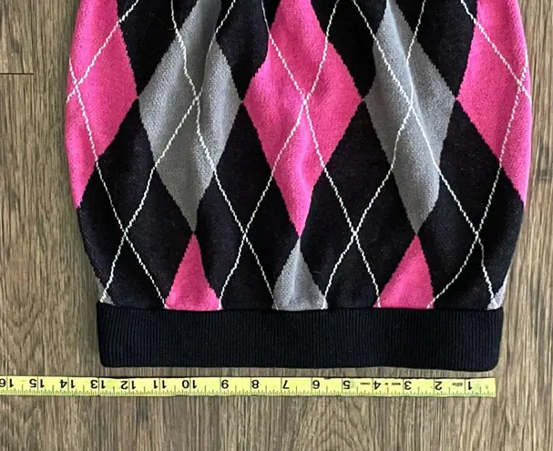 Current Mood by Dollskill Backyard Betty Argyle Mini Skirt Pink Black White S