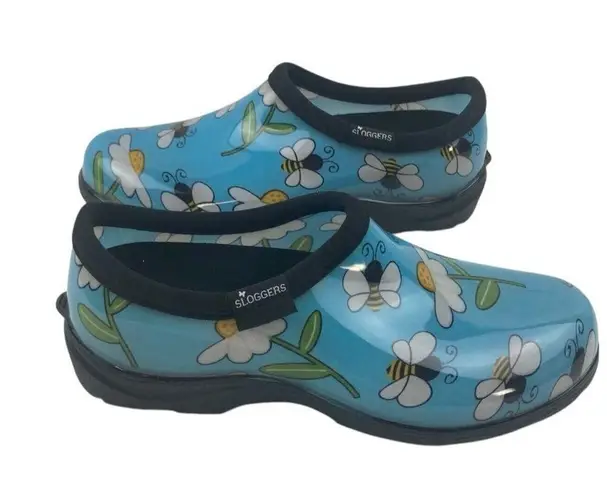 Sloggers Womens Size 6 Blue Bumble Bee Waterproof Garden Clogs Slip On Shoes