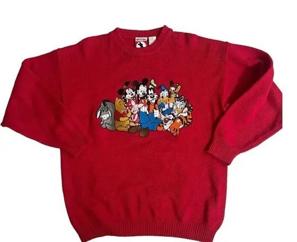 INC Mickey, . Vintage 1990 Cotton Red Mickey Mouse Friends Sweater Size XL unisex