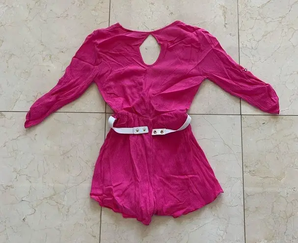 Lac Bleu  Pink/Gold Belted Longsleeve Romper Sz Sm