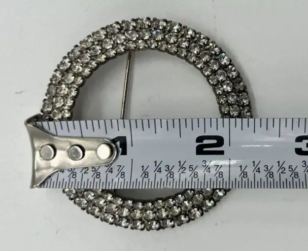 Vintage Rhinestone Brooch Triple Layer Wreath Silver Tone