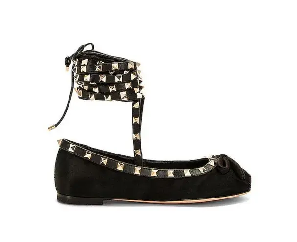Valentino Garavani Black Rockstud Ballerina Flat Nero 38.5