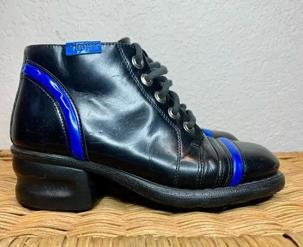 BRONX Styled by Dijkmans Black Italian Leather Combat Boots Size 36