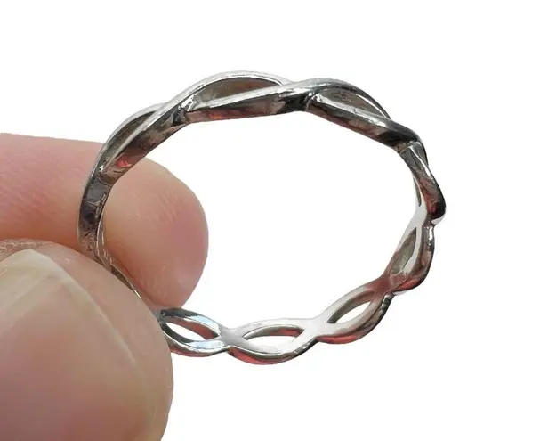 Sterling Silver 925 Twisted Infinity Band Ring Classic Simple